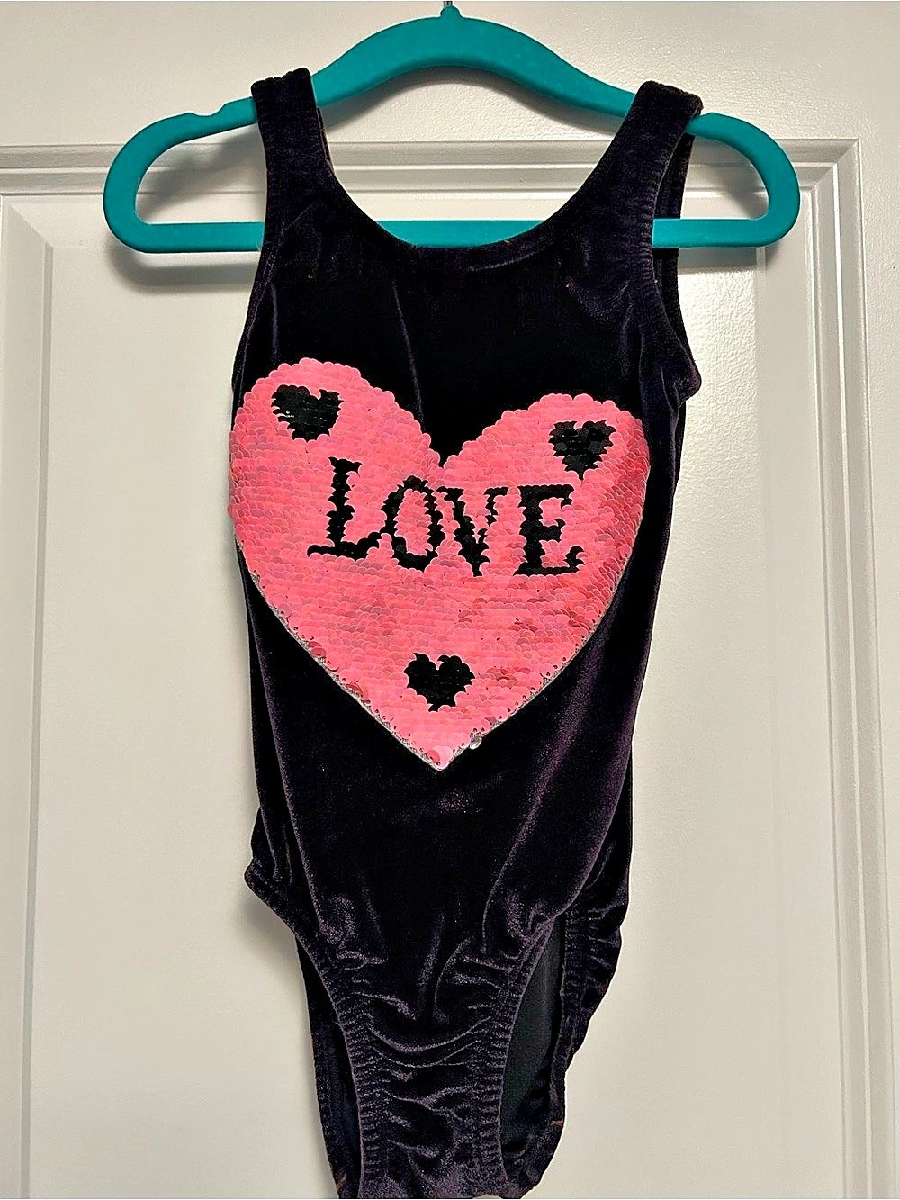 OP Kids Black Pink Sequin Heart One Piece